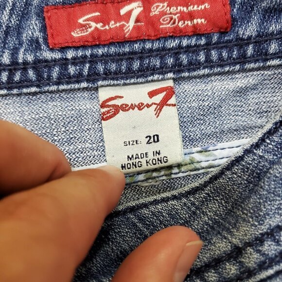 Seven7 Y2K Straight Leg Jeans Womens 20x31 Denim Medium Wash Embroidered Pockets - Picture 5 of 12